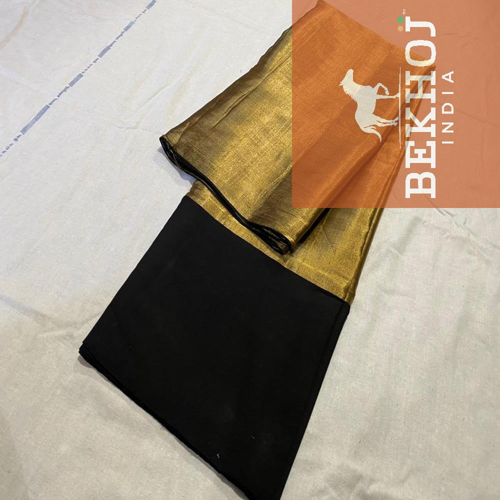 Golden Chanderi Full Tissue Zari Silk