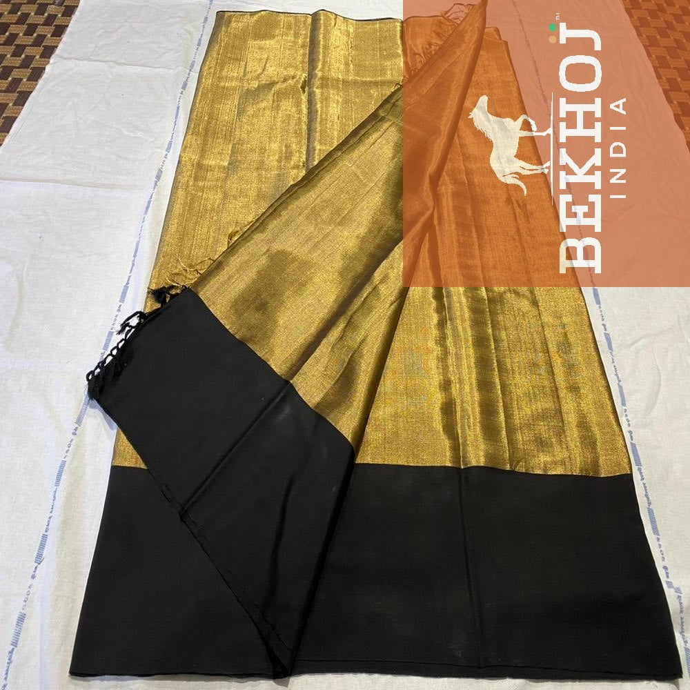 Golden Chanderi Full Tissue Zari Silk