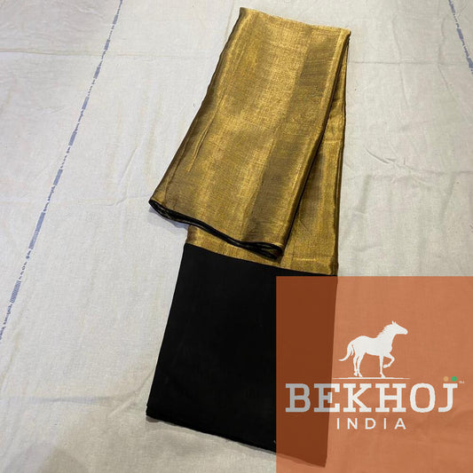 Golden Chanderi Full Tissue Zari Silk