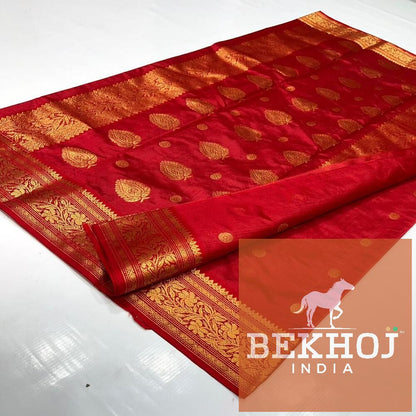 Handwoven Design Chanderi Pattu Silk Saree