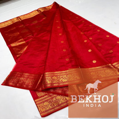 Handwoven Design Chanderi Pattu Silk Saree