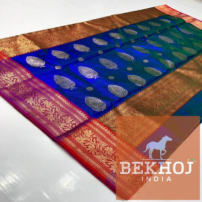 Handwoven Design Chanderi Royal Blue Pattu Silk Saree
