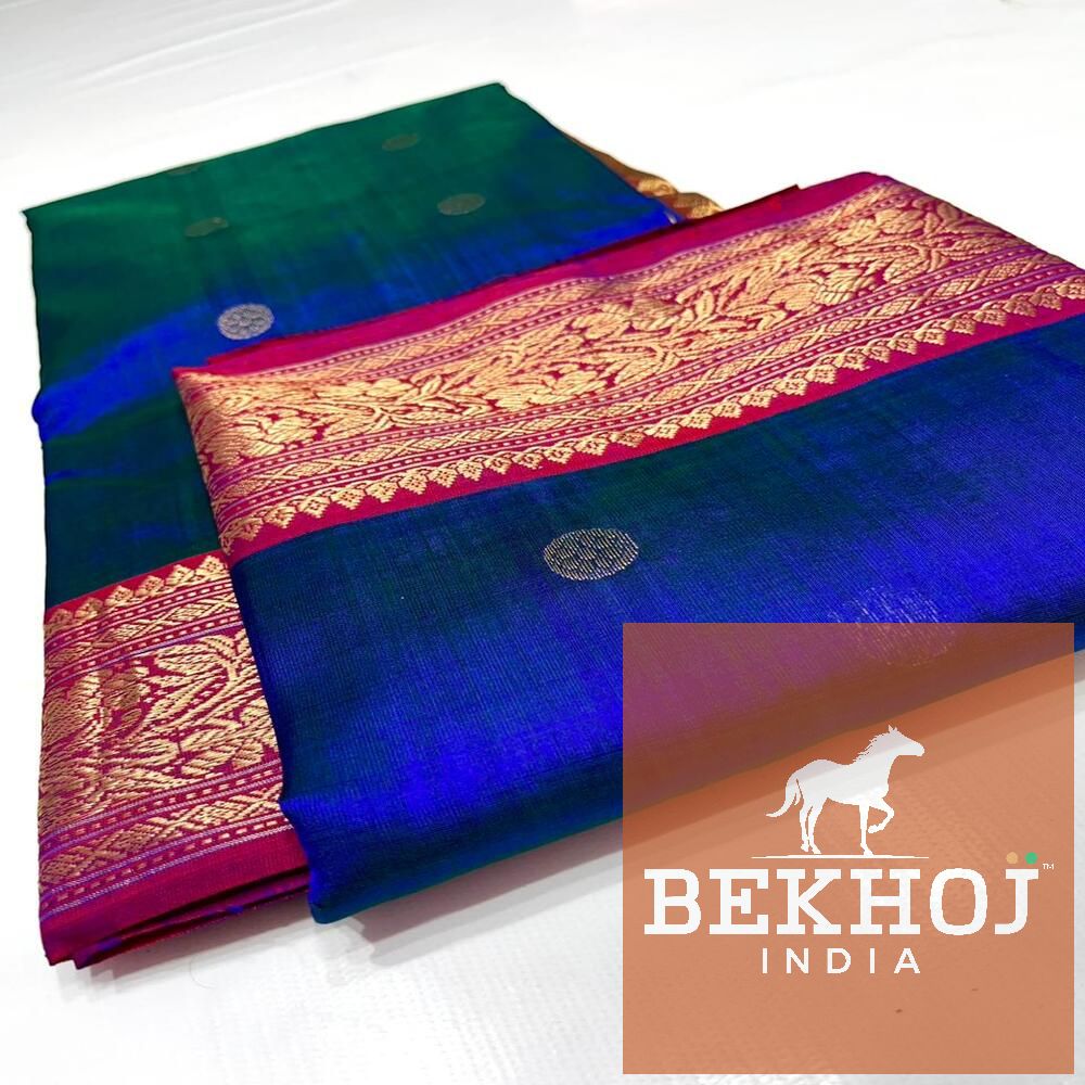 Handwoven Design Chanderi Royal Blue Pattu Silk Saree