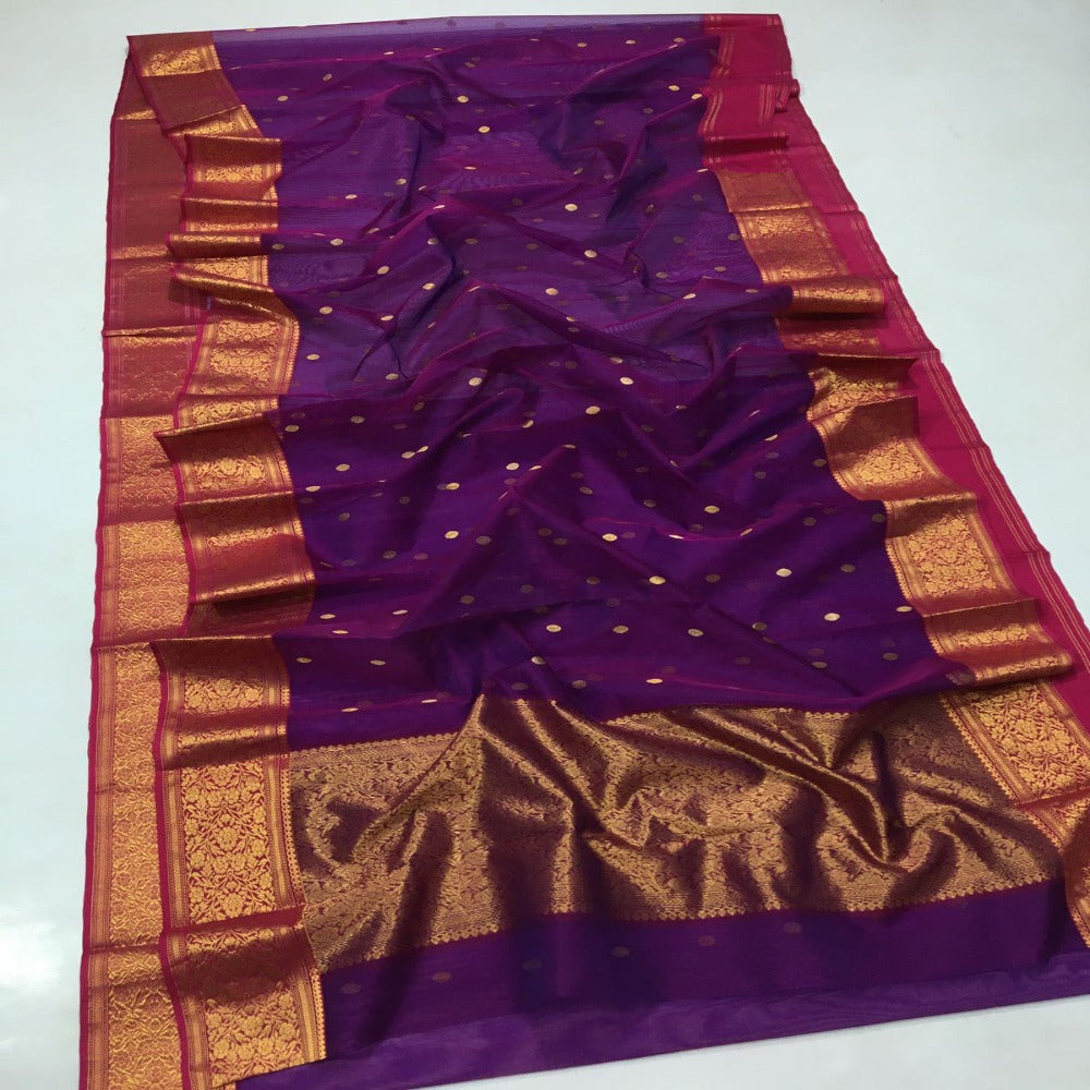 Handwoven Chanderi Katan Silk Nakshi Border