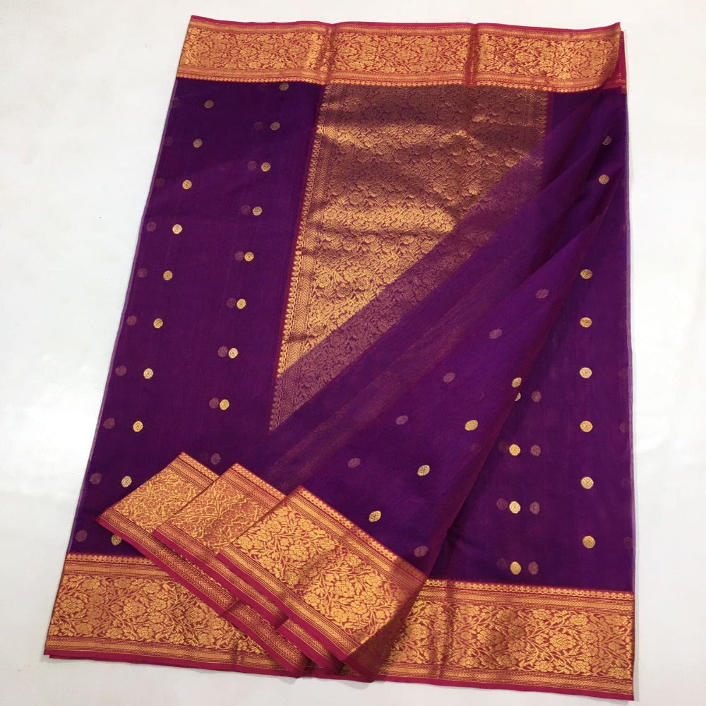 Handwoven Chanderi Katan Silk Nakshi Border