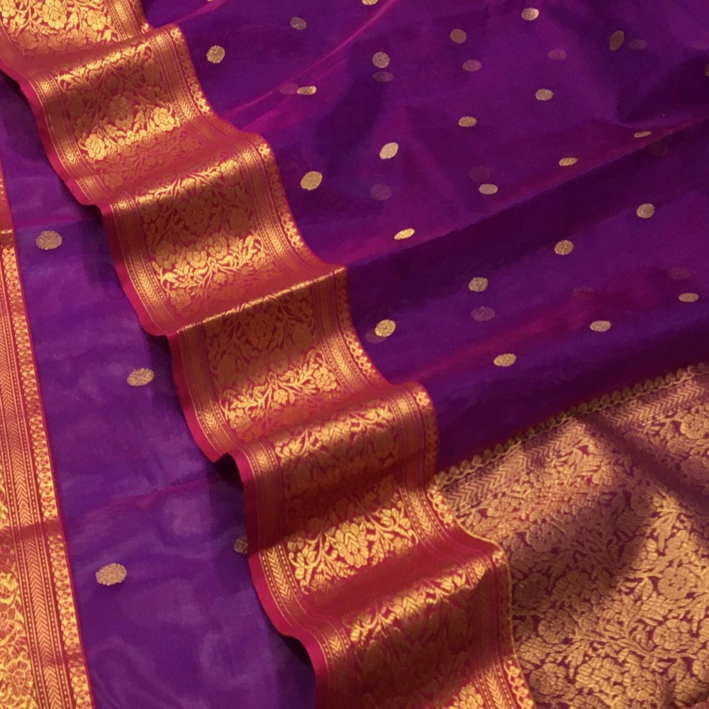 Handwoven Chanderi Katan Silk Nakshi Border