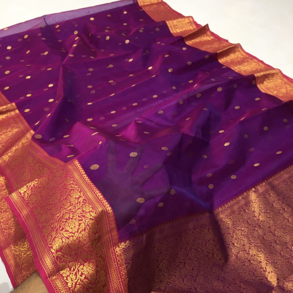 Handwoven Chanderi Katan Silk Nakshi Border