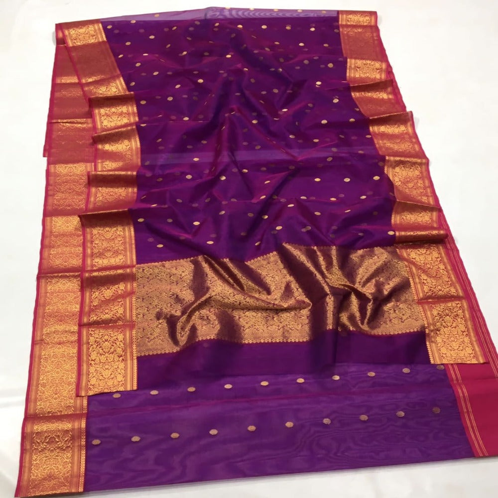 Handwoven Chanderi Katan Silk Nakshi Border
