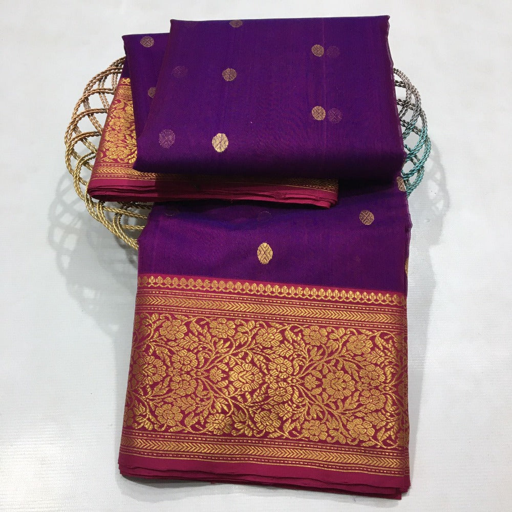 Handwoven Chanderi Katan Silk Nakshi Border