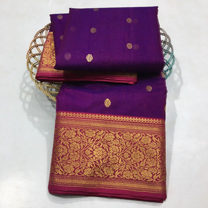 Handwoven Chanderi Katan Silk Nakshi Border