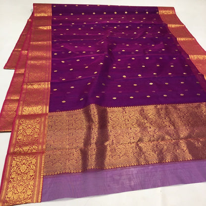 Handwoven Chanderi Katan Silk Nakshi Border