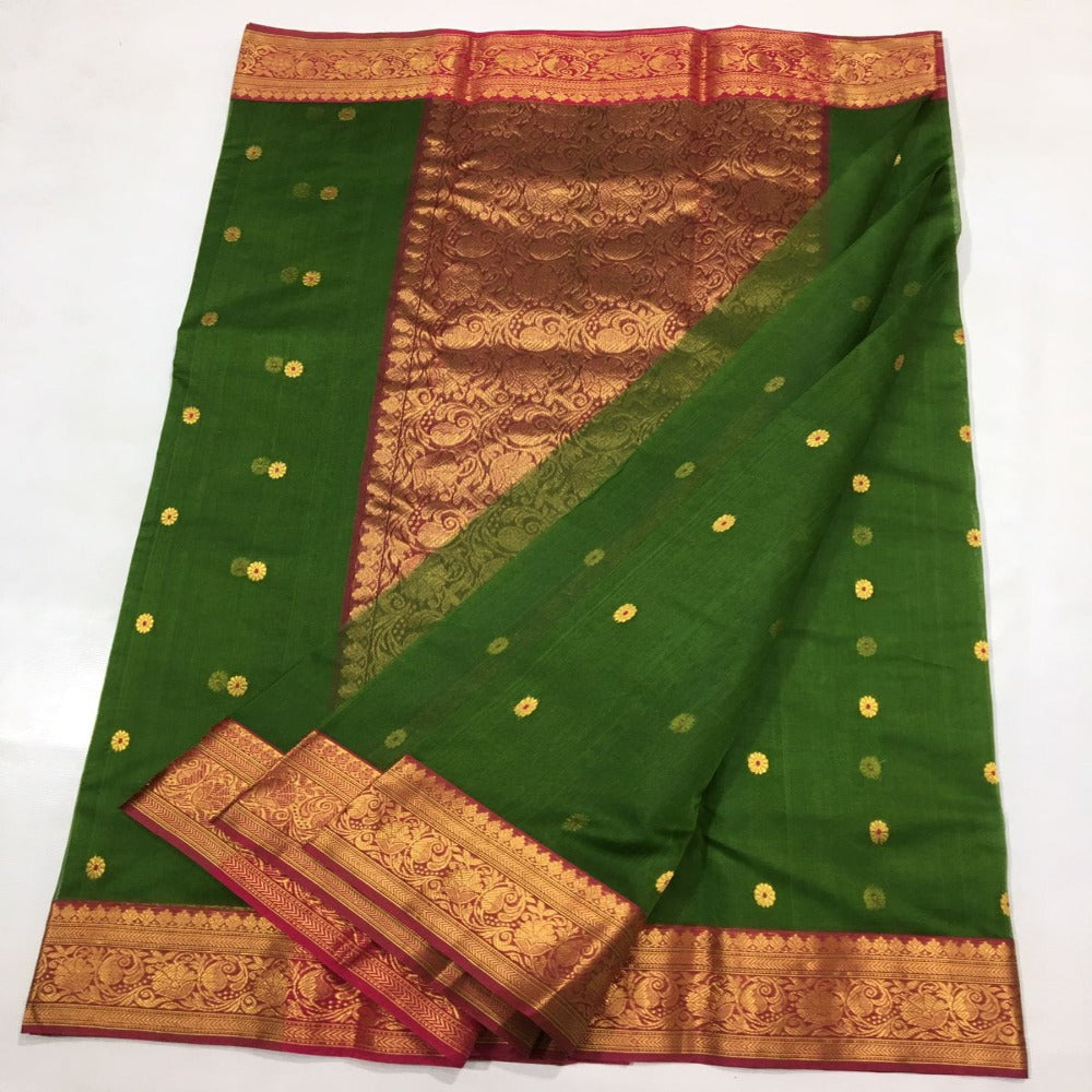 Handwoven Chanderi Katan Silk Nakshi Border
