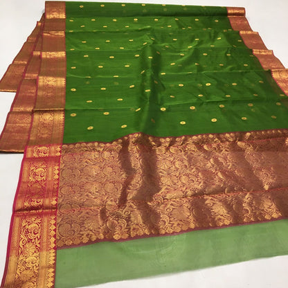 Handwoven Chanderi Katan Silk Nakshi Border