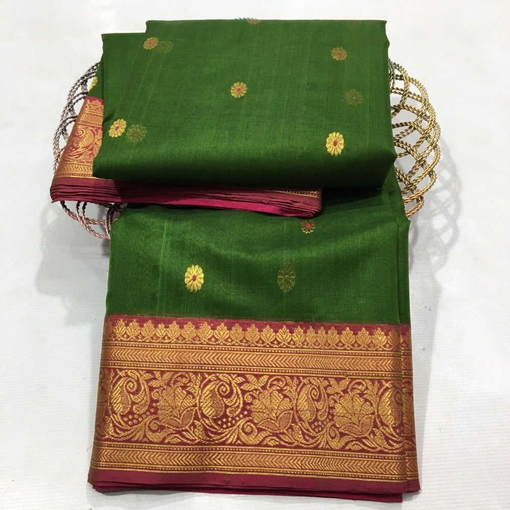 Handwoven Chanderi Katan Silk Nakshi Border