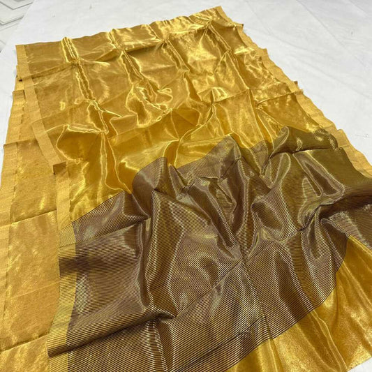 Chanderi Half Tissue Golden Zari