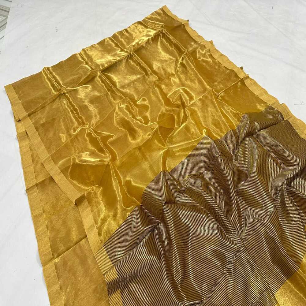 Chanderi Half Tissue Golden Zari