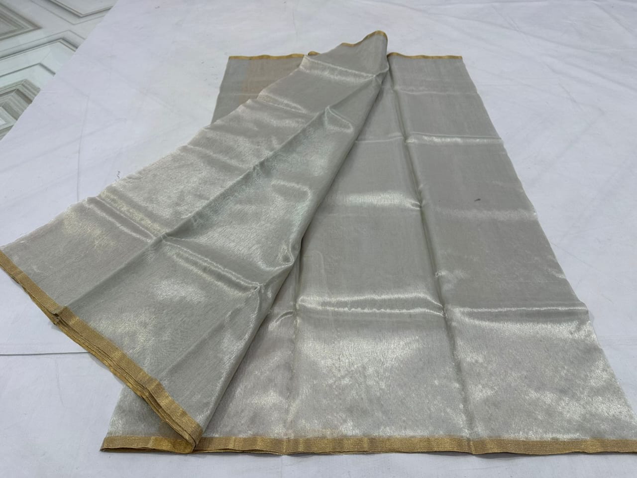 Celebrity Exclusive -Chanderi Half Tissue Silver Zari