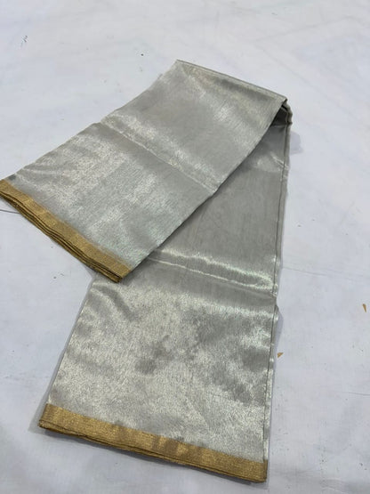 Celebrity Exclusive -Chanderi Half Tissue Silver Zari