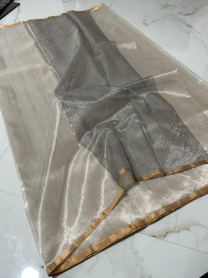 Chanderi Half Tissue Gold, silver, Coffee Zari