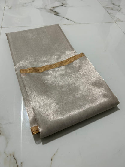 Chanderi Half Tissue Gold, silver, Coffee Zari