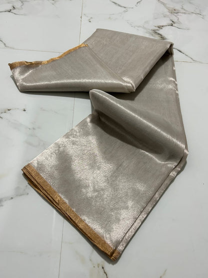 Chanderi Half Tissue Gold, silver, Coffee Zari