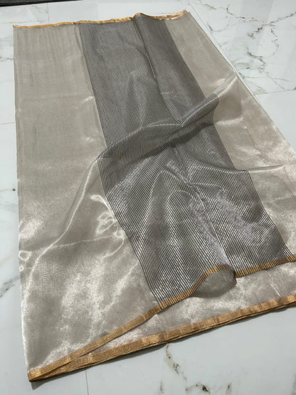 Chanderi Half Tissue Gold, silver, Coffee Zari