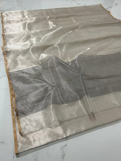 Chanderi Half Tissue Gold, silver, Coffee Zari