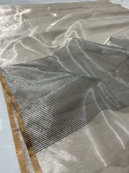 Chanderi Half Tissue Gold, silver, Coffee Zari