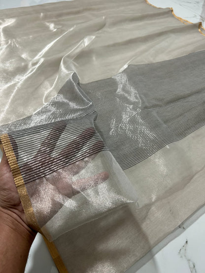 Chanderi Half Tissue Gold, silver, Coffee Zari