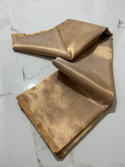 Chanderi Half Tissue Gold, silver, Coffee Zari