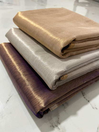 Chanderi Half Tissue Gold, silver, Coffee Zari