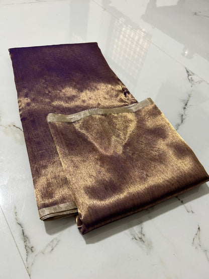 Chanderi Half Tissue Gold, silver, Coffee Zari