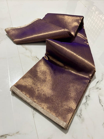 Chanderi Half Tissue Gold, silver, Coffee Zari