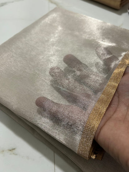 Chanderi Half Tissue Gold, silver, Coffee Zari