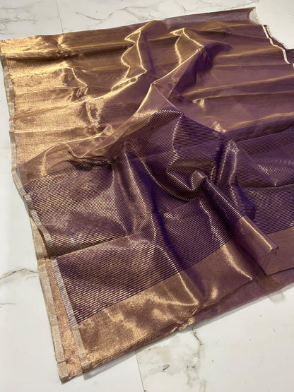 Chanderi Half Tissue Gold, silver, Coffee Zari