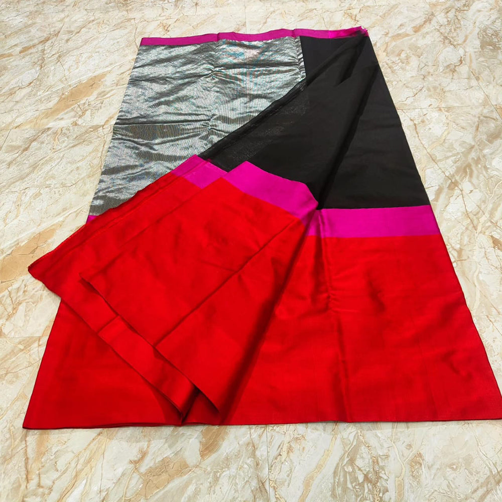 Black-Pink Pattu Silk