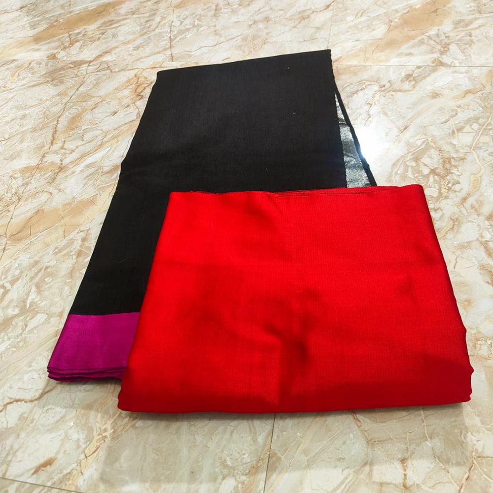 Black-Pink Pattu Silk