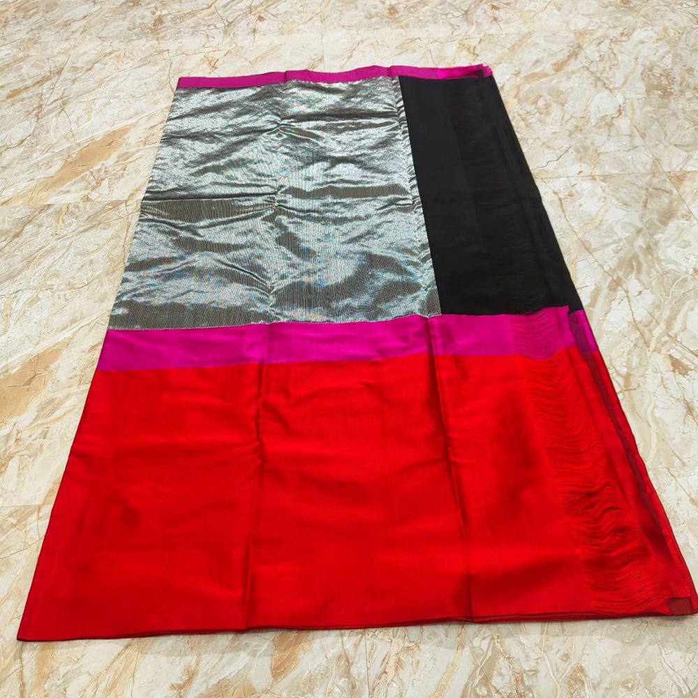 Black-Pink Pattu Silk