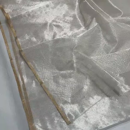 Celebrity Exclusive -Chanderi Half Tissue Silver Zari