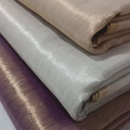 Chanderi Half Tissue Gold, silver, Coffee Zari